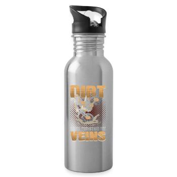Dreck läuft durch meine Adern Motocross Dirt Bike - Trinkflasche mit integriertem Trinkhalm - Lightsilver - Rechts