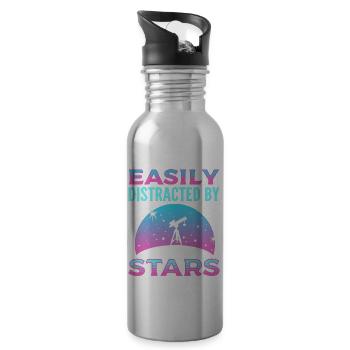 Leicht ablenkbar durch Sterne Astronomy Astronomer - Trinkflasche mit integriertem Trinkhalm - Lightsilver - Rechts