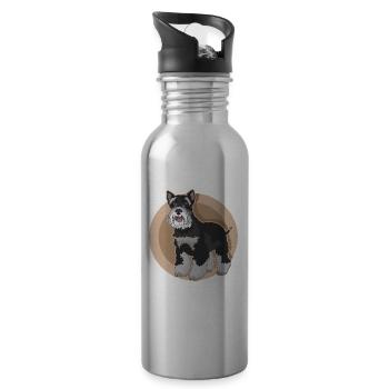 Schnauzer miniature propriétaire Schnauzer chien cadeau - Gourde avec paille intégrée - argent clair - Droite