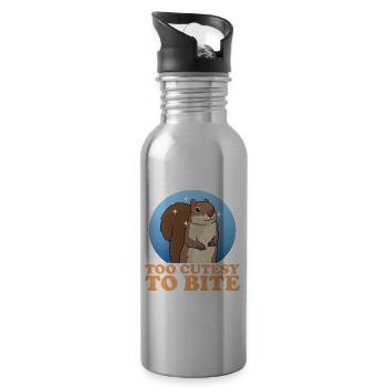 Süßes Eichhörnchen Hörnchen Geschenk - Trinkflasche mit integriertem Trinkhalm - Lightsilver - Rechts