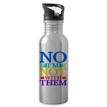 No I'm Not With Them 16 - Water bottle with straw - silver - Right