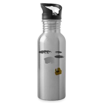 Guten Morgen Montag, Vogel Straus zieht sich - Trinkflasche mit integriertem Trinkhalm - Lightsilver - Rechts