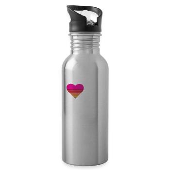 Ich liebe mein Freund Herz mein Freund Vintage BF - Trinkflasche mit integriertem Trinkhalm - Lightsilver - Rechts