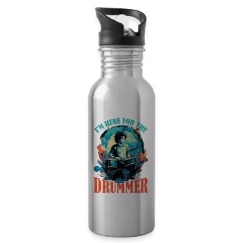 I'm Here For The Drummer 9 - Water bottle with straw - silver - Right