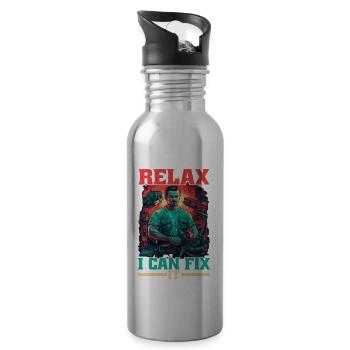 Relax I Can Fix It 17 - Water bottle with straw - silver - Right