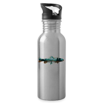 Retro Trout Angler Kreationen Forelle Umriss - Trinkflasche mit integriertem Trinkhalm - Lightsilver - Rechts