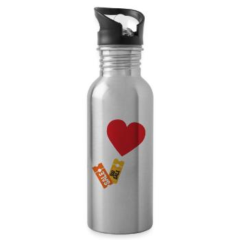 Lustiges Extrem Couponing Coupon Geschenk - Trinkflasche mit integriertem Trinkhalm - Lightsilver - Rechts