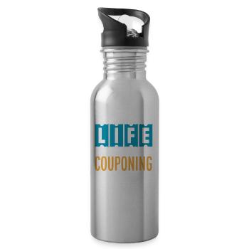 Lustiges Extrem Couponing Coupon Geschenk - Trinkflasche mit integriertem Trinkhalm - Lightsilver - Rechts