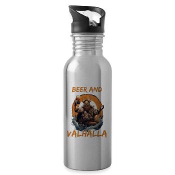 Beer And Valhalla Wikinger - Trinkflasche mit integriertem Trinkhalm - Lightsilver - Rechts