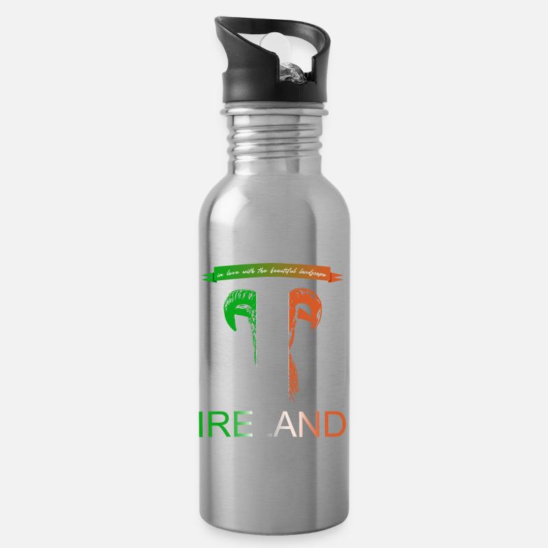 Irlande Irlande moutons - Gourde avec paille intégrée - argent clair