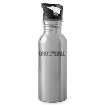 Broomball Spieler Schriftsatz - Trinkflasche mit integriertem Trinkhalm - Lightsilver - Rechts