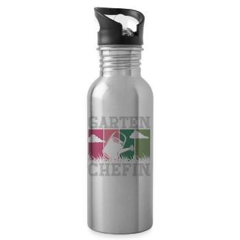 Garten Chefin - Trinkflasche mit integriertem Trinkhalm - Lightsilver - Rechts