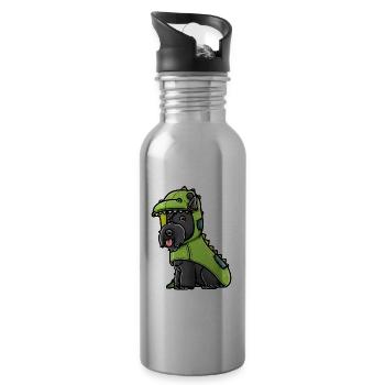 Scottish Terrier Dog in Dinosaur Costume - Water bottle with straw - silver - Right
