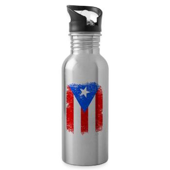 Drapeau de Porto Rico Porto Rico - Gourde avec paille intégrée - argent clair - Droite