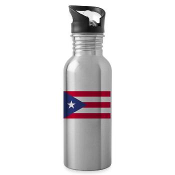 Puerto Rico Flagge | Puerto Ricaner Geschenkideen - Trinkflasche mit integriertem Trinkhalm - Lightsilver - Rechts