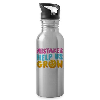 Mistakes Help Us Grow Motivational Quote - Water bottle with straw - silver - Right