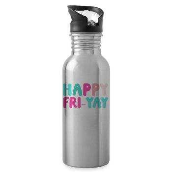 Happy Fri Yay Weekend Party Temps libre - Gourde avec paille intégrée - argent clair - Droite