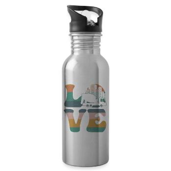 Cement Mixer Concrete Mixer - Water bottle with straw - silver - Right
