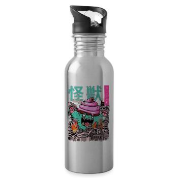 Kaiju Cupcake Japanese Anime Monster Pastry Bake - Water bottle with straw - silver - Right