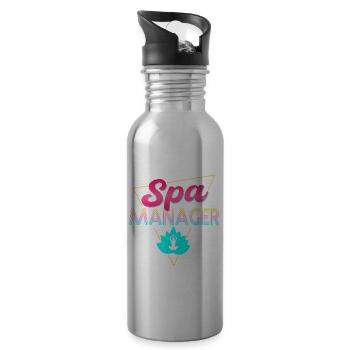 80s Retro Spa Manager Outfit - Water bottle with straw - silver - Right