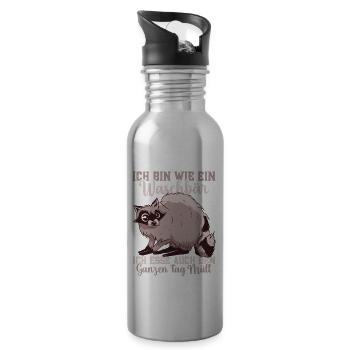 Waschbärliebhaber Waschbär Kostüm Tiere Waschbären - Trinkflasche mit integriertem Trinkhalm - Lightsilver - Rechts