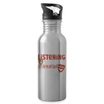 Ich sehe vielleicht so aus, als würde ich zuhören - Trinkflasche mit integriertem Trinkhalm - Lightsilver - Rechts