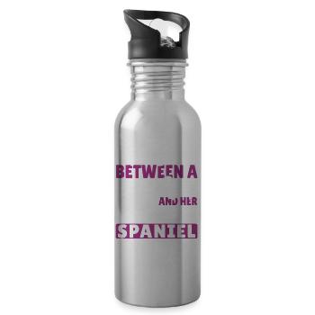 Never Stand Between A Girl And Her Boykin Spaniel - Water bottle with straw - silver - Right
