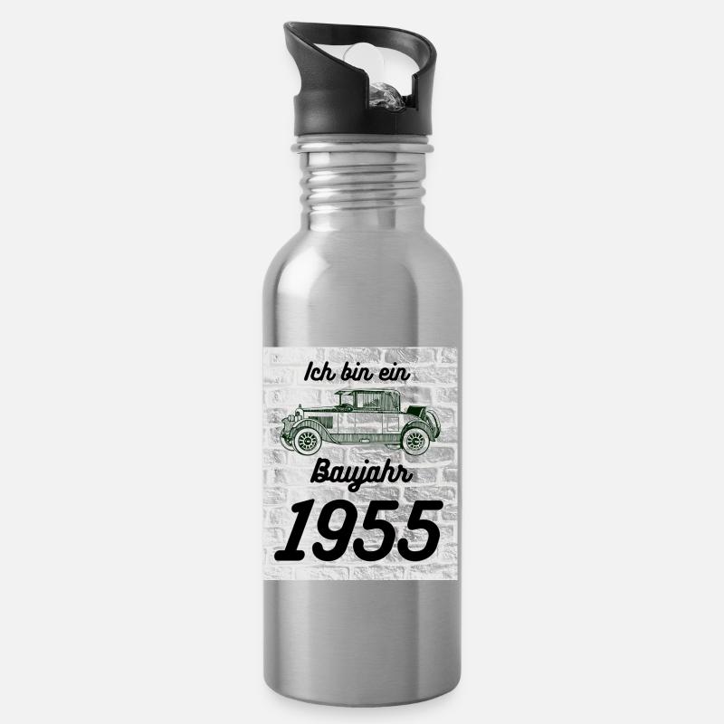 Oldtimer 1955 - Trinkflasche mit integriertem Trinkhalm - Lightsilver
