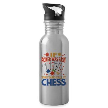 If Poker Was Easy, They Had Call It Chess 2 - Trinkflasche mit integriertem Trinkhalm - Lightsilver - Rechts