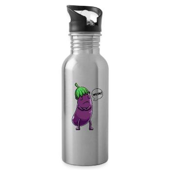 Aubergine Obst Und Gemüse - Trinkflasche mit integriertem Trinkhalm - Lightsilver - Rechts