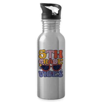 Fifth Grade Vibes 5th Team Retro 100th - Water bottle with straw - silver - Right