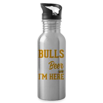 Bull Rider Bull Riding - Water bottle with straw - silver - Right
