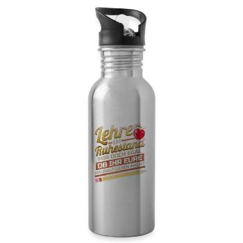 Lehrer im Ruhestand Lustig Pension Schule Rente - Trinkflasche mit integriertem Trinkhalm - Lightsilver - Rechts