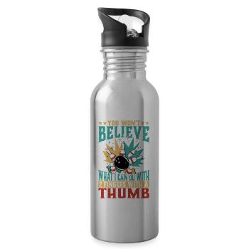 What I Can Do With 2 Fingers And A Thumb - Trinkflasche mit integriertem Trinkhalm - Lightsilver - Rechts
