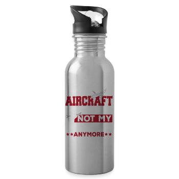 Retired Aircraft Mechanic Airplane Aviation - Water bottle with straw - silver - Right