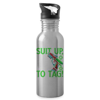 Lustiger Laser Tag Spieler - Trinkflasche mit integriertem Trinkhalm - Lightsilver - Rechts