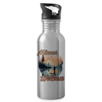 Männer Angel Shirt Fliegenfischen Männer Wellness - Trinkflasche mit integriertem Trinkhalm - Lightsilver - Rechts