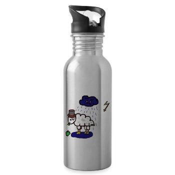 Schlecht Wetter Schaf Regenwolke Regen Hammel - Trinkflasche mit integriertem Trinkhalm - Lightsilver - Rechts