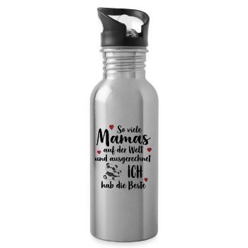 So Viele Mamas Ich Hab Die Beste Beste Mama - Trinkflasche mit integriertem Trinkhalm - Lightsilver - Rechts