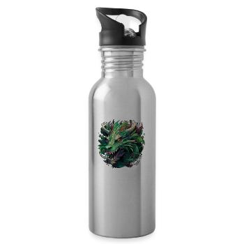 Modernes grünes Kali Linux Drache Design für - Trinkflasche mit integriertem Trinkhalm - Lightsilver - Rechts