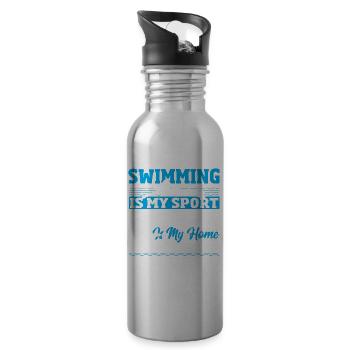 Schwimmen ist mein Sport Der Pool ist mein - Trinkflasche mit integriertem Trinkhalm - Lightsilver - Rechts
