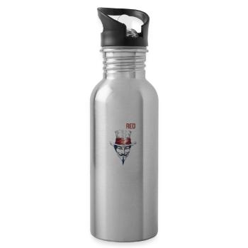 White Hat Pride: Team Red Hackathon Emblem - Water bottle with straw - silver - Right
