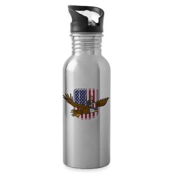 USA Flagge | Patriot Patriotismus Amerika Geschenk - Trinkflasche mit integriertem Trinkhalm - Lightsilver - Rechts