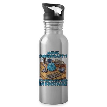 Sparkling Creations Kristallzüchter Geschenk - Trinkflasche mit integriertem Trinkhalm - Lightsilver - Rechts