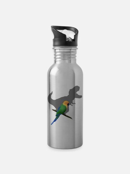 T-Rex shadow parrot - Trinkflasche mit integriertem Trinkhalm - Lightsilver