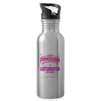 Abiturientin Abschluss Geschenk Prinzessin Abitur - Trinkflasche mit integriertem Trinkhalm - Lightsilver - Rechts