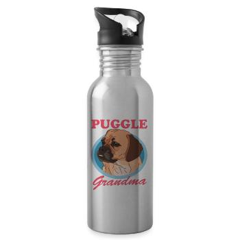 Puggle Mamie chien propriétaire chien amant cadeau - Gourde avec paille intégrée - argent clair - Droite