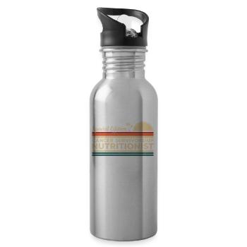Nutritionniste de survie au Cancer Vintage - Gourde avec paille intégrée - argent clair - Droite