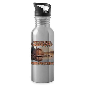Ideales Geschenk für Sauna Fans und Wellness Fans - Trinkflasche mit integriertem Trinkhalm - Lightsilver - Rechts