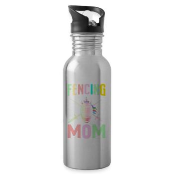 Fencer Foil Saber Girl - Water bottle with straw - silver - Right